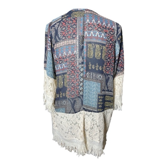 Orange Creek Open Front Lace Fringe Long Sleeve
Cardigan Kimono Women's Size Sm - Picture 3 of 12